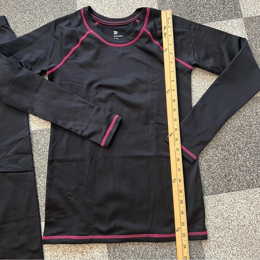 NWOT All in Motion Girls Black 2 pk Thermal Underwear Set- Size XL